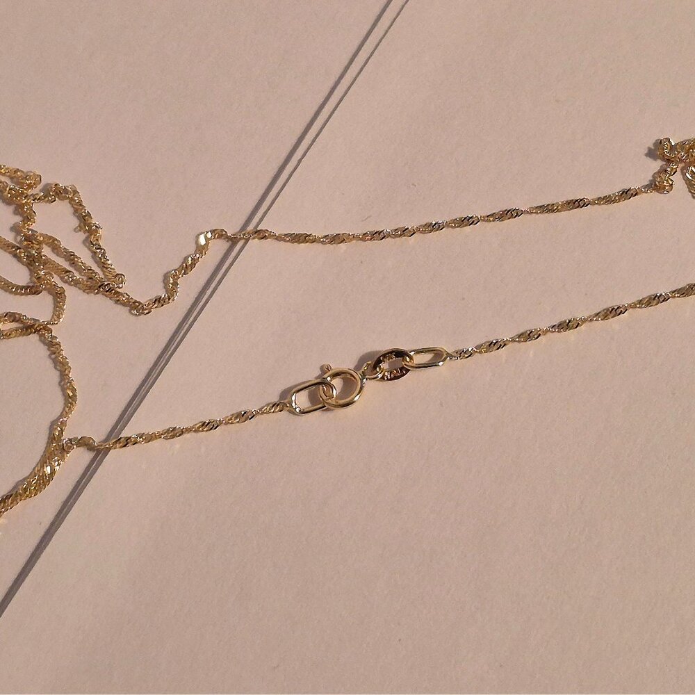 14K Real Gold Singapore Twist Rope Chain, Fine 14K Solid Gold Chain, Stamped 14K